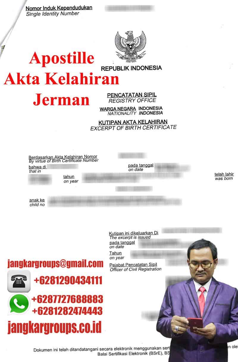 Contoh Apostille Akta Kelahiran