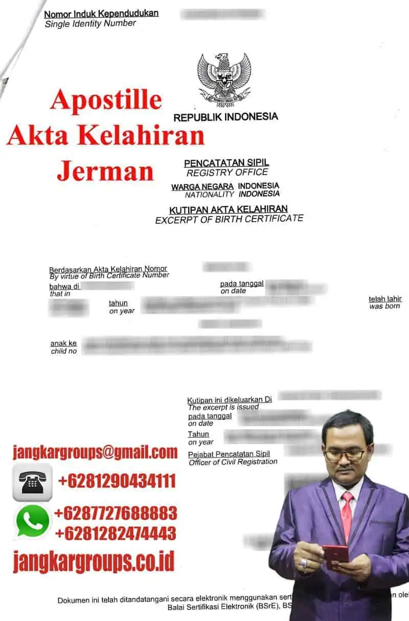 Contoh Apostille Akta Kelahiran