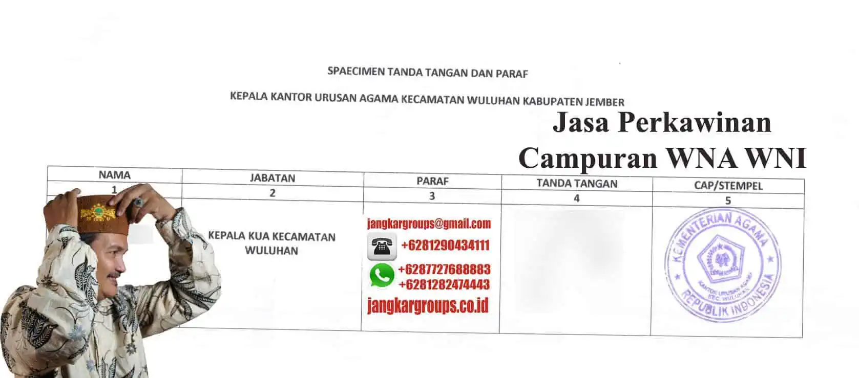 Contoh Specimen Tanda Tangan KUA