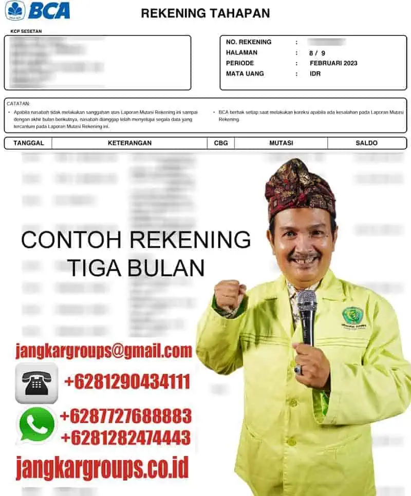 Contoh Rekening tiga bulan