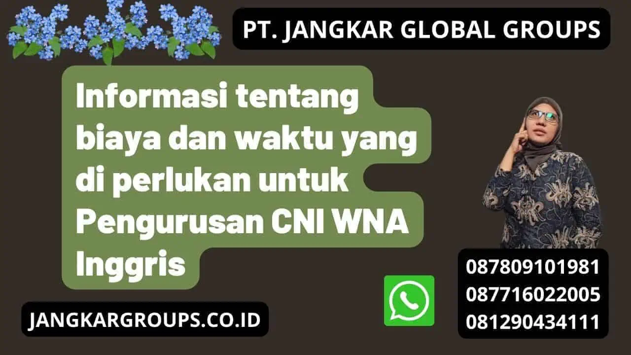 Informasi tentang biaya dan waktu yang di perlukan untuk Pengurusan CNI WNA Inggris