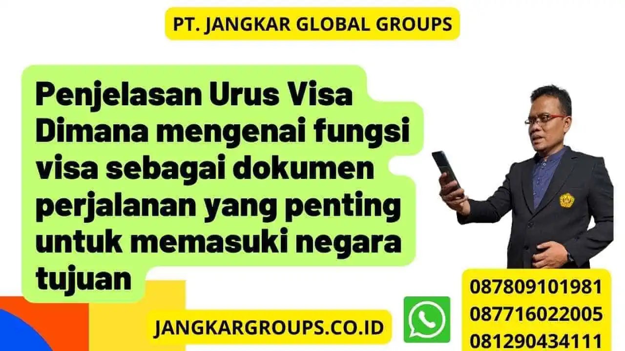 Penjelasan Urus Visa Dimana mengenai fungsi visa sebagai dokumen perjalanan yang penting untuk memasuki negara tujuan