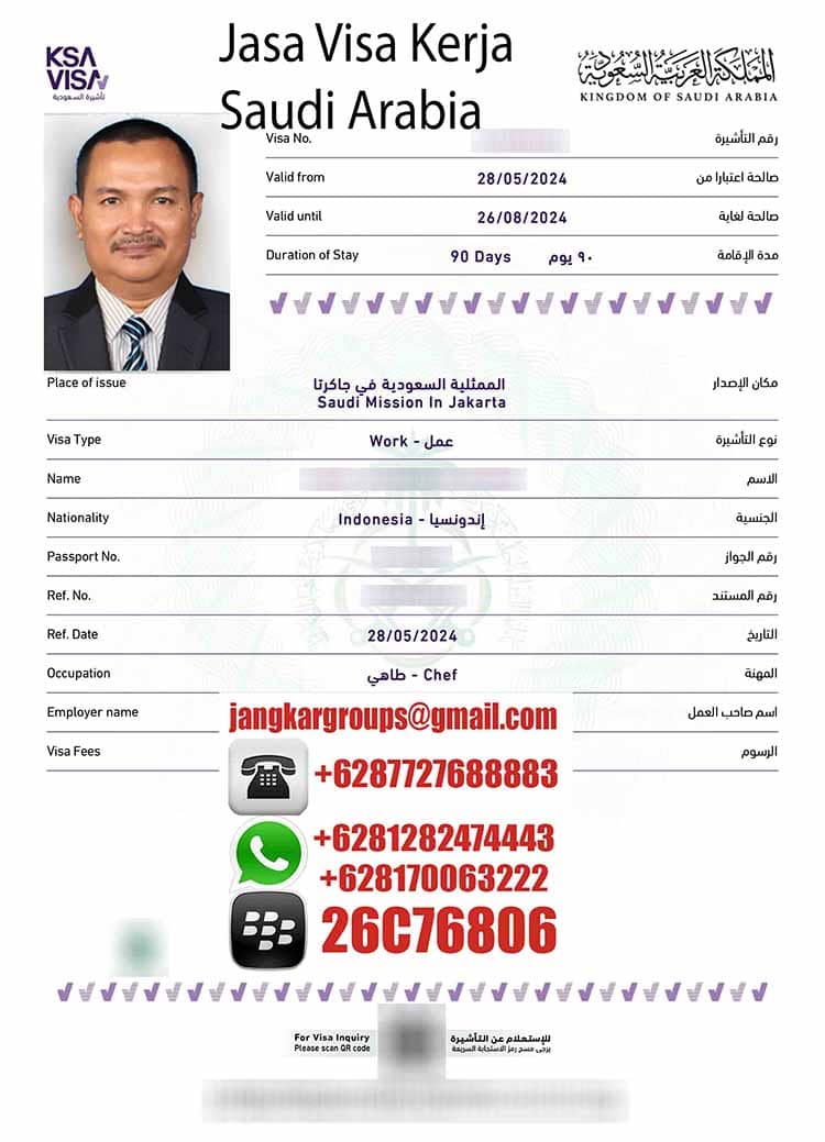 Contoh Visa Kerja Saudi Arabia Contoh Visa Kerja Saudi Arabia