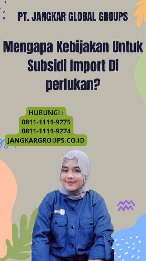 Mengapa Kebijakan Untuk Subsidi Import Di perlukan?