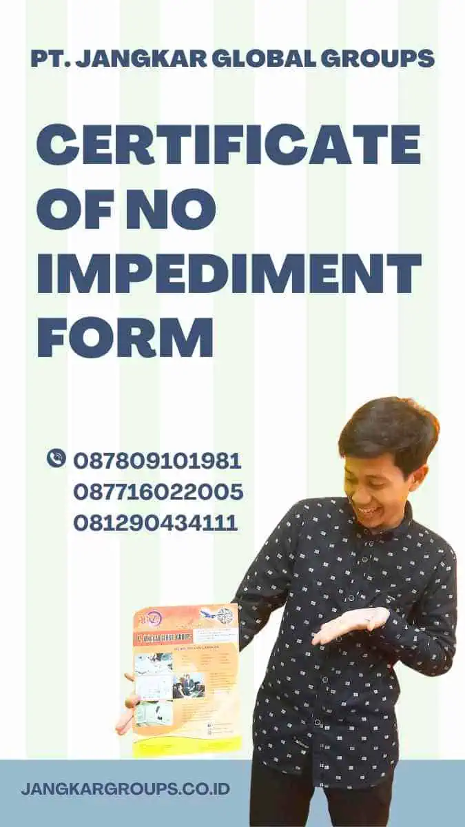 Certificate Of No Impediment Form