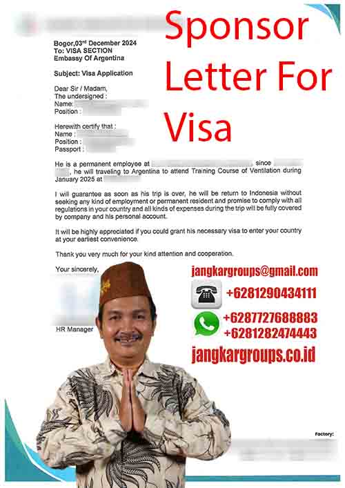 Contoh Sponsor Letter For Visa