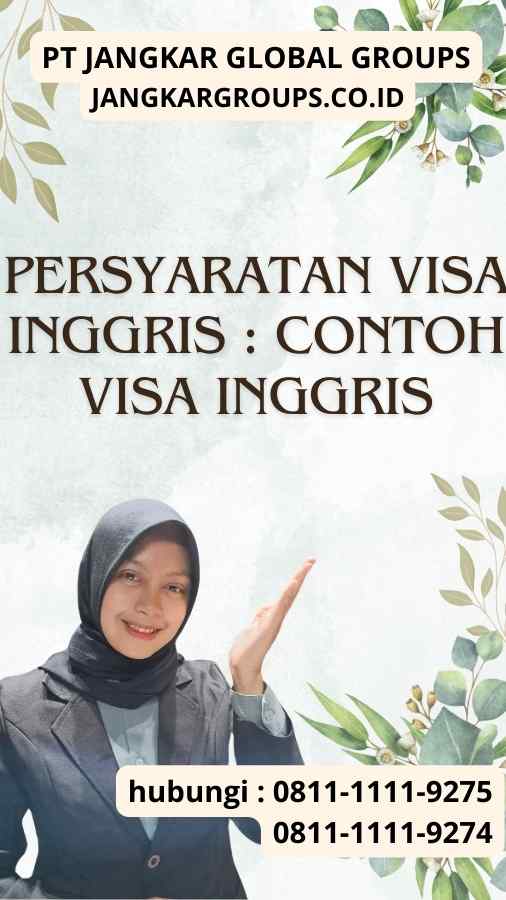 Persyaratan Visa Inggris : Contoh Visa Inggris