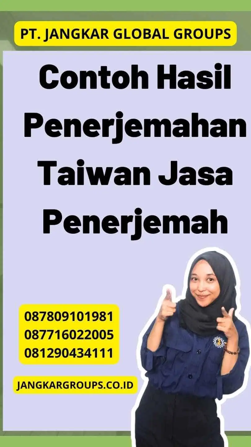 Contoh Hasil Penerjemahan Taiwan Jasa Penerjemah