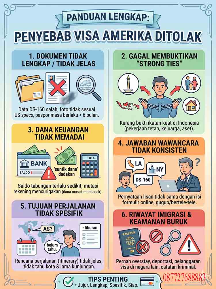 Infografis Penyebab Visa Amerika Ditolak
