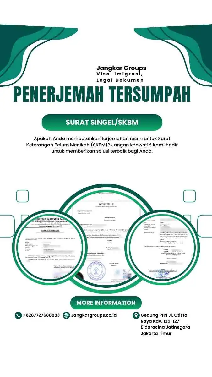 Penerjemah Tersumpah Surat Singel SKBM Perkawinan Campuran