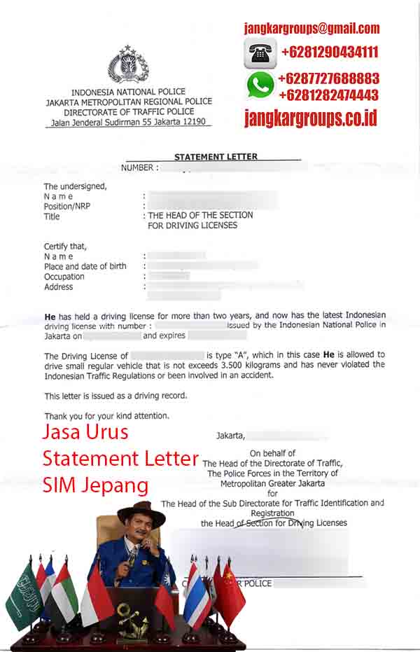 Statement Letter SIM Jepang