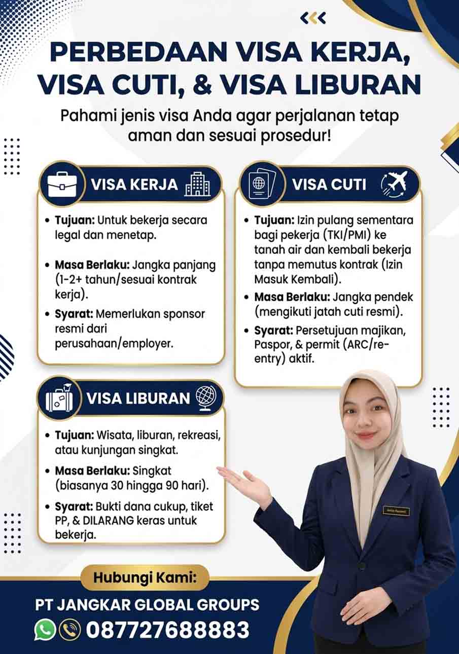 Perbedaan Visa Kerja, Cuti, dan Visa Liburan Perbedaan Visa Kerja, Cuti, dan Visa Liburan
