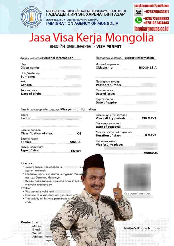 Contoh Visa Permit Mongolia