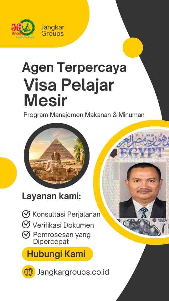 Visa Pelajar Mesir Program Manajemen Makanan & Minuman