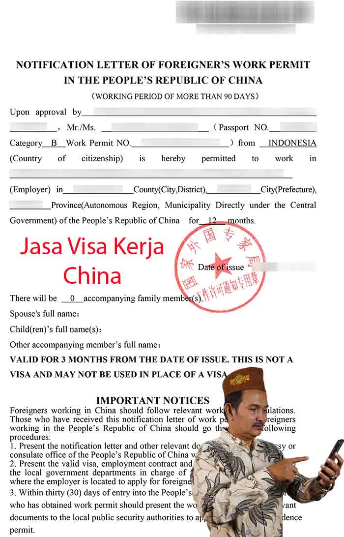 Contoh Notification Letter Visa Kerja China