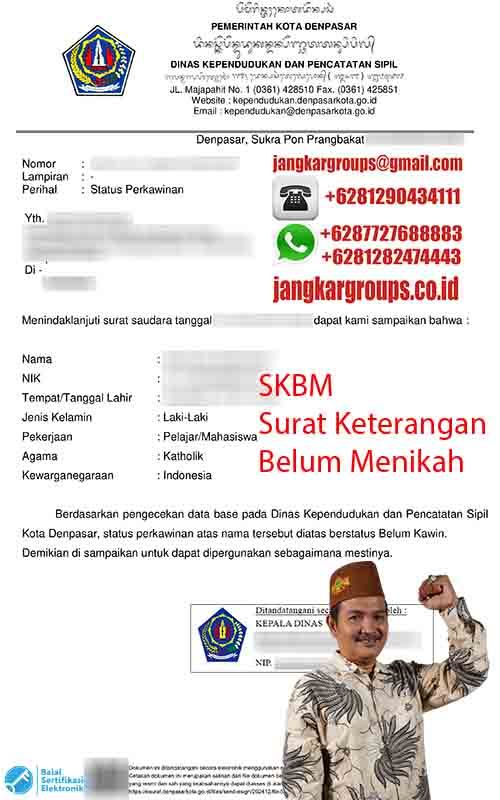 Contoh SKBM Surat Keterangan Belum Menikah