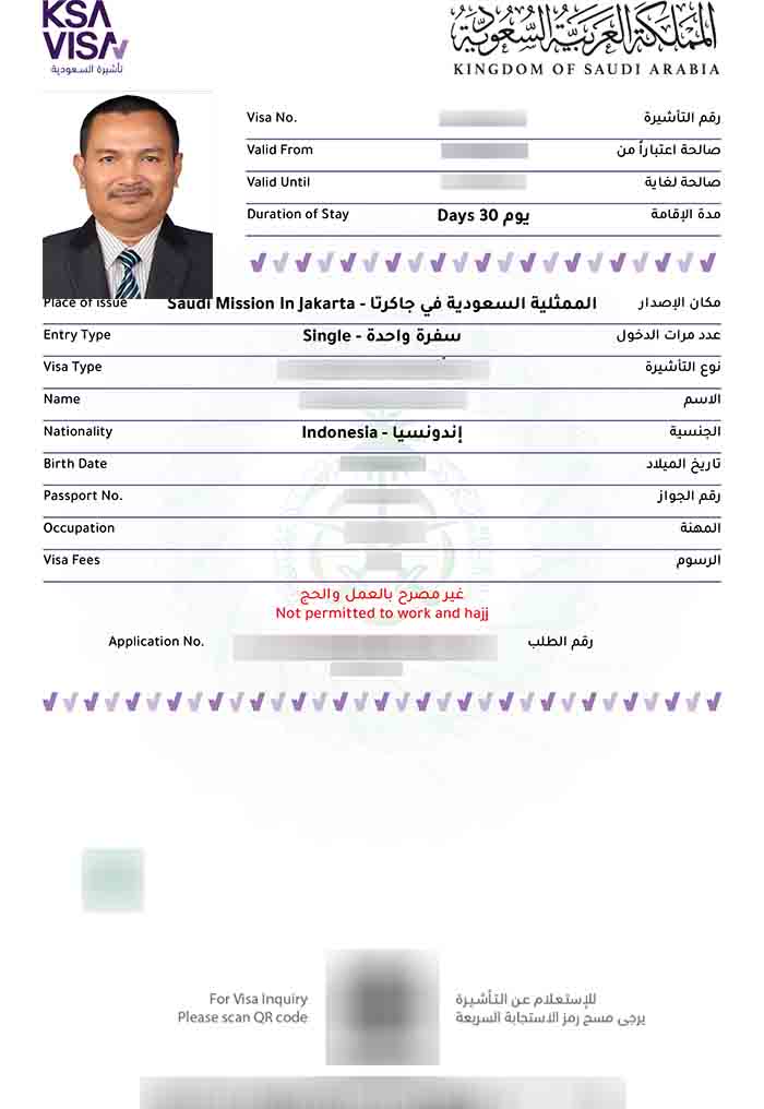 Contoh Visa Saudi Arabia