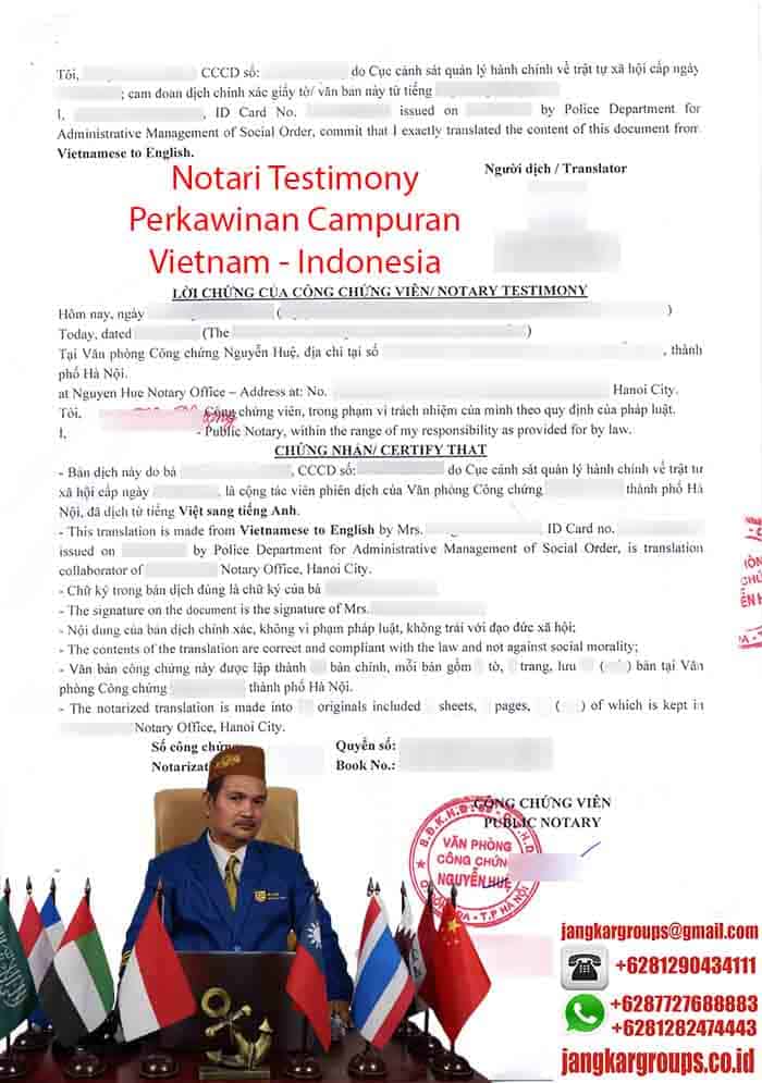 Notary Testimony Perkawinan Campuran Vietnam