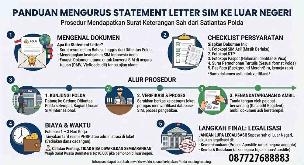 infografis Statement Letter Satlantas Polda Pengurusan SIM Luar Negeri