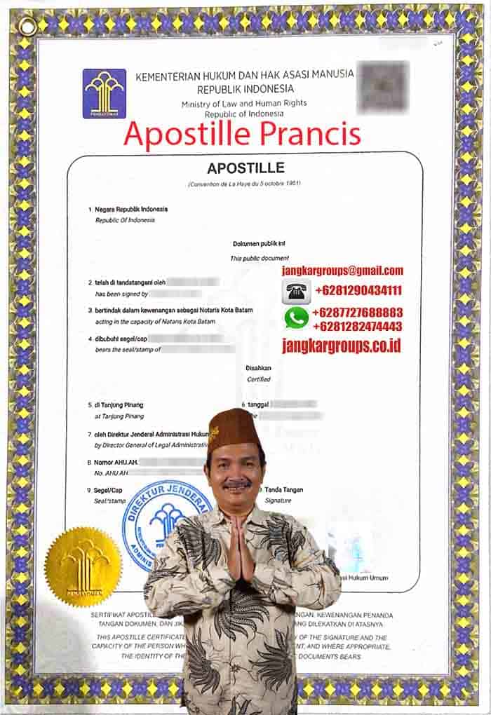 Contoh Apostille Prancis