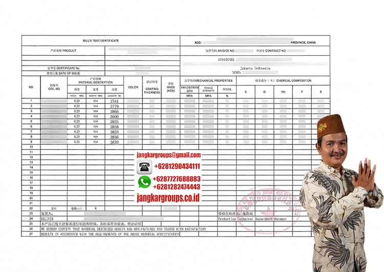 Contoh Mills Test Certificate