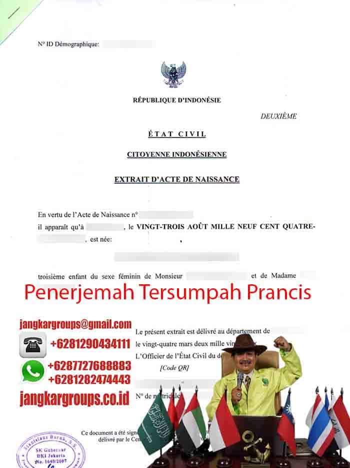 Contoh Penerjemah Tersumpah Prancis