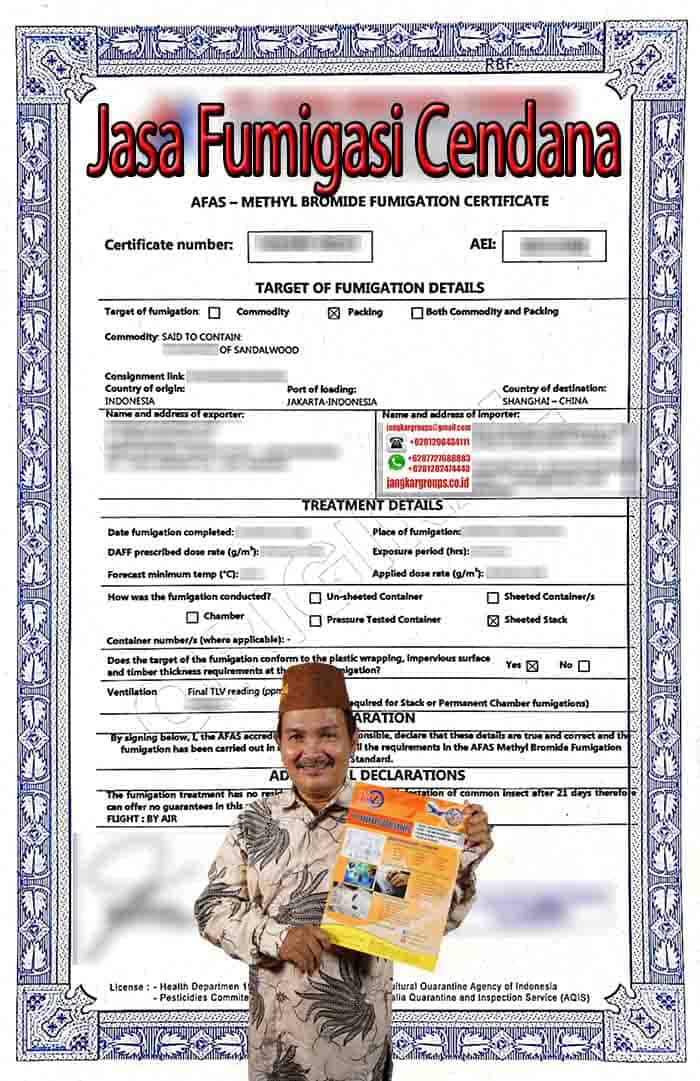 Contoh Sertifikat Fumigasi Cendana