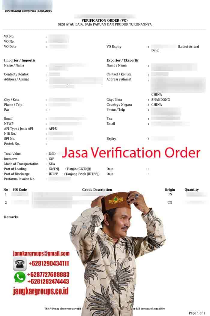 Contoh Verification Order Besi Baja