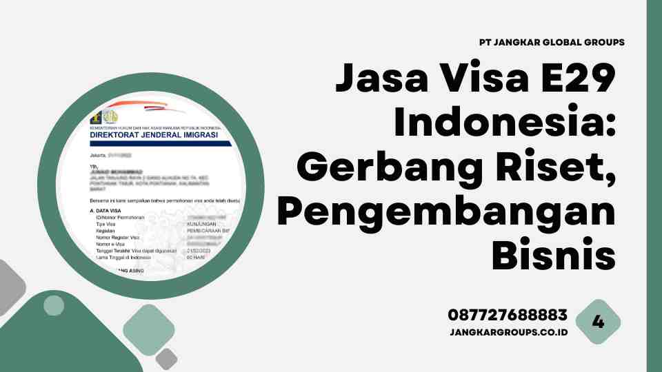 Jasa Visa E29 Indonesia: Gerbang Riset, Pengembangan Bisnis