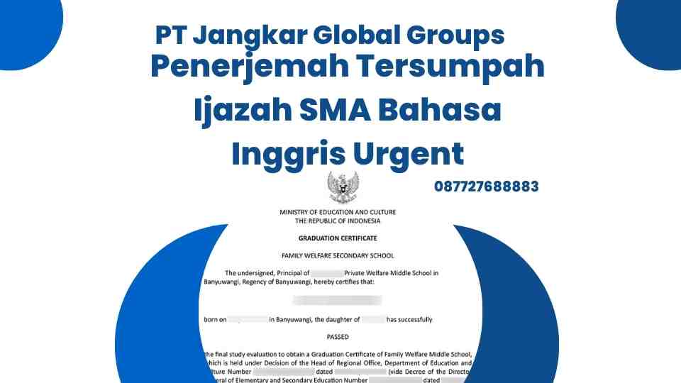 Penerjemah Tersumpah Ijazah SMA Bahasa Inggris Urgent