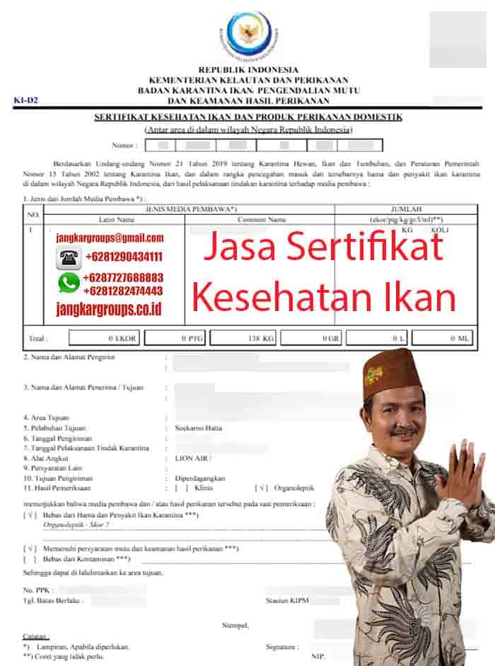 Sertifikat Kesehatan Ikan dan Produk Perikanan Domestik