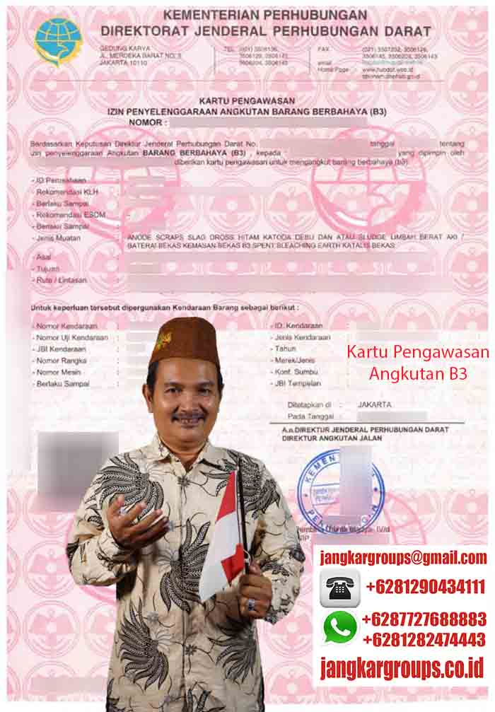 Contoh Kartu Pengawasan Angkutan B3