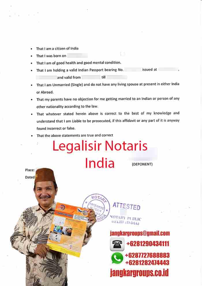 Contoh Legalisir Notaris Single Affidavit India