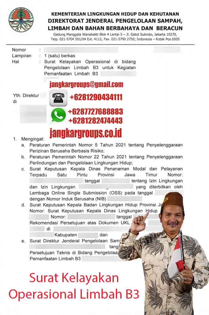 Contoh Surat Kelayakan Operasional Limbah B3