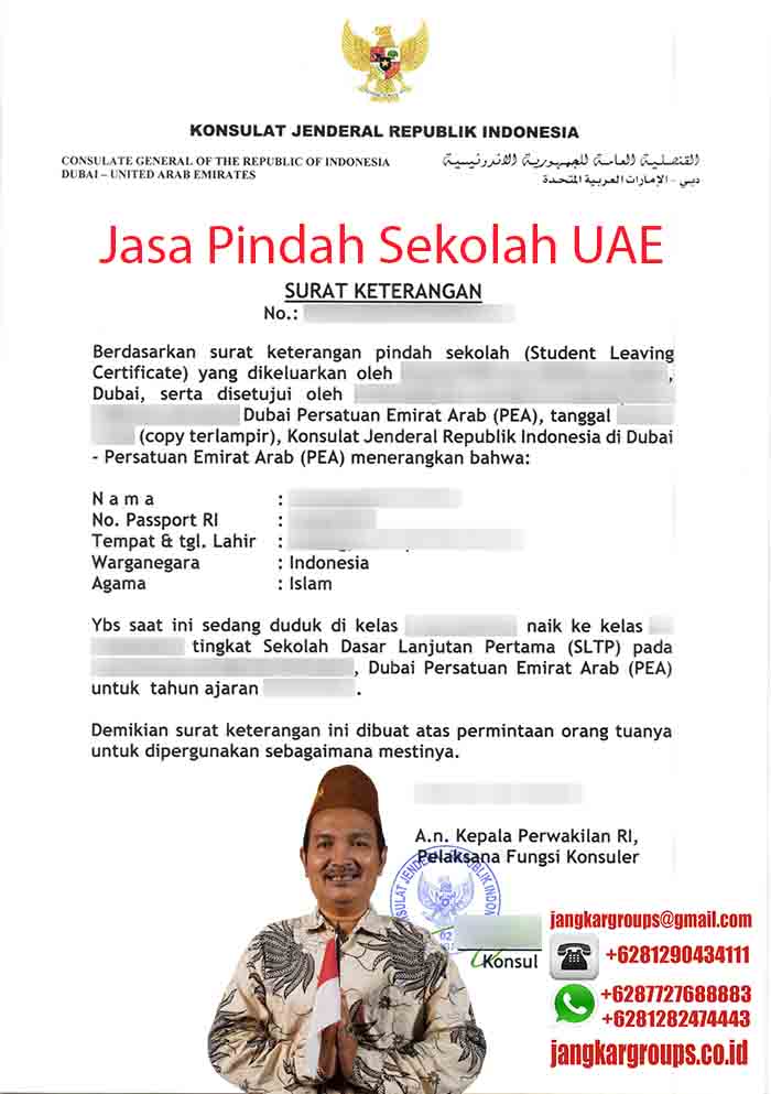 Contoh Surat Pindah Sekolah dari KBRI UAE