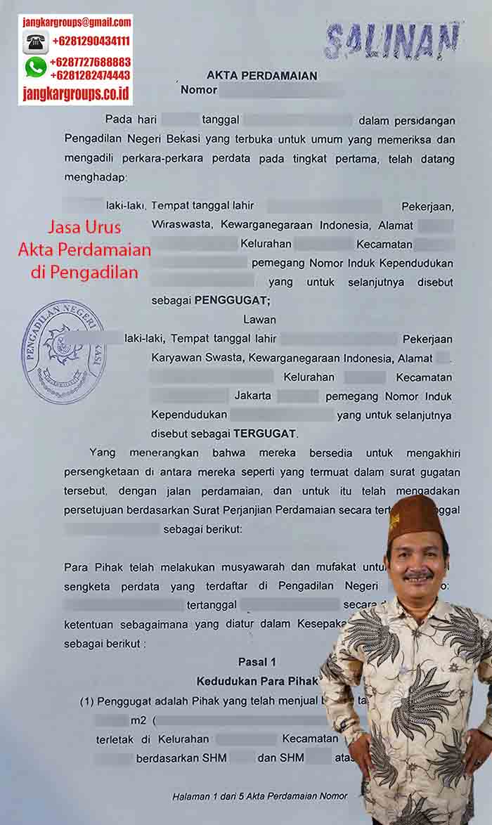 Contoh Akta Perdamaian di Pengadilan