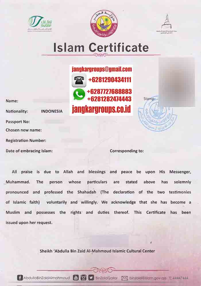 Contoh Certificate Islam