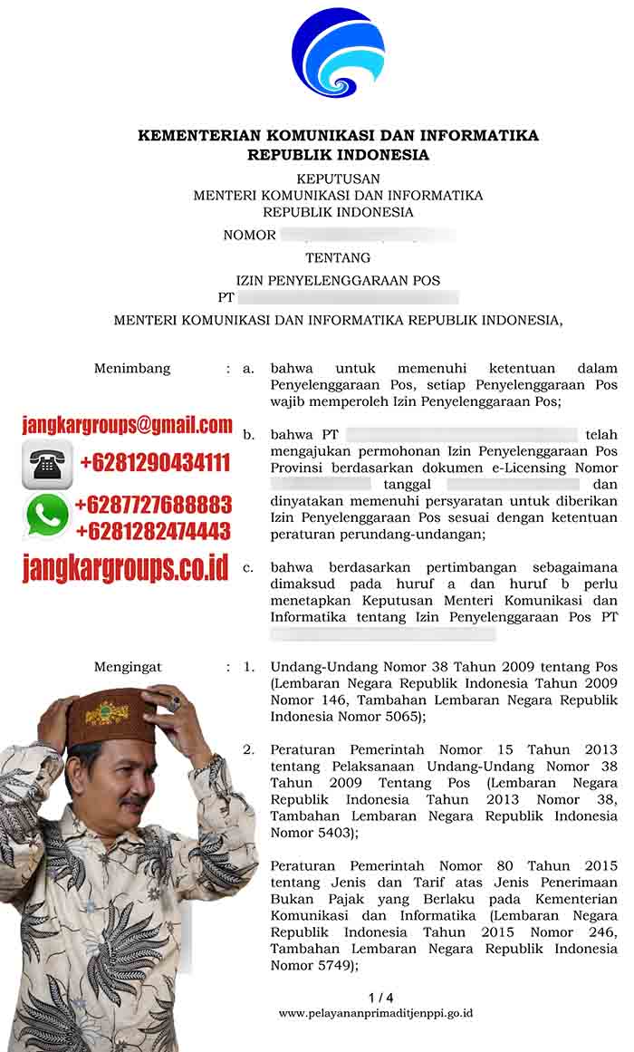 Contoh Izin Penyelenggaraan Pos Kominfo