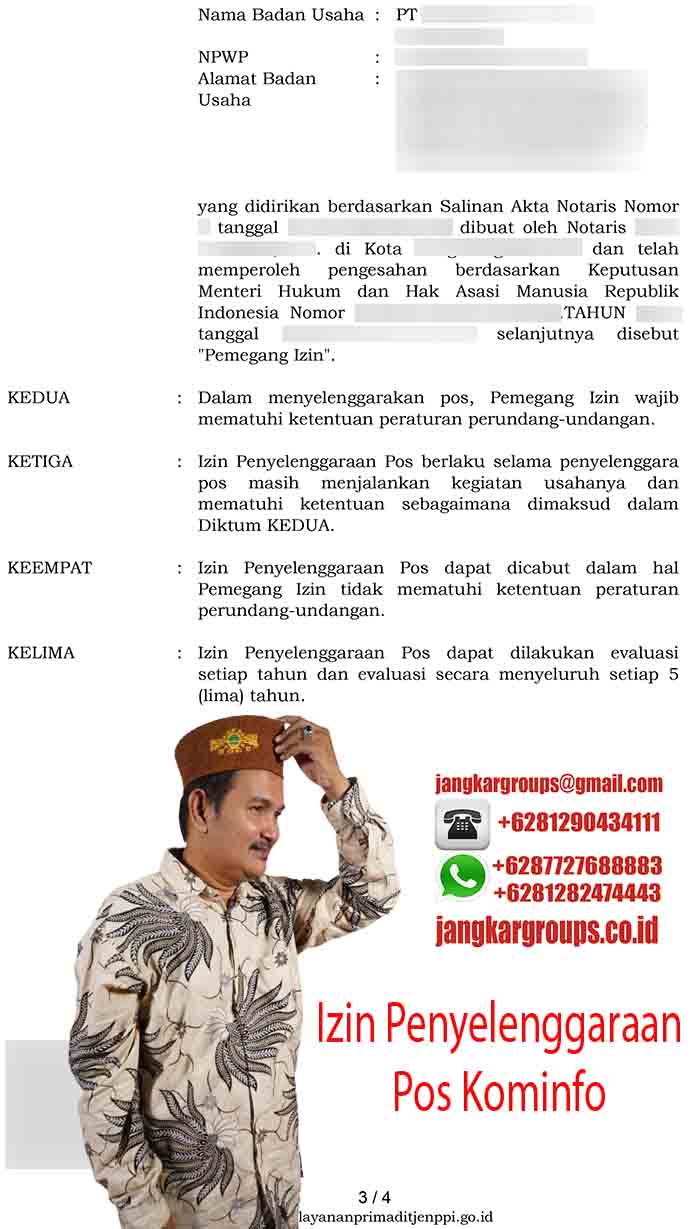 Contoh Izin Penyelenggaraan Pos Kominfo3