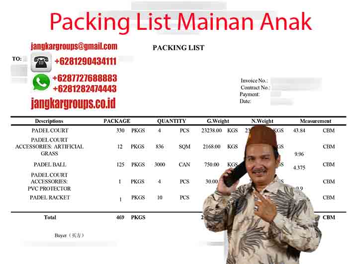 Contoh Packing List Mainan Anak
