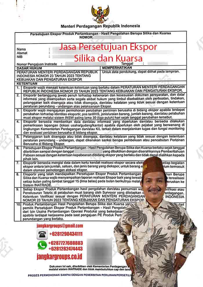 Contoh Persetujuan Ekspor Silika dan Kuarsa