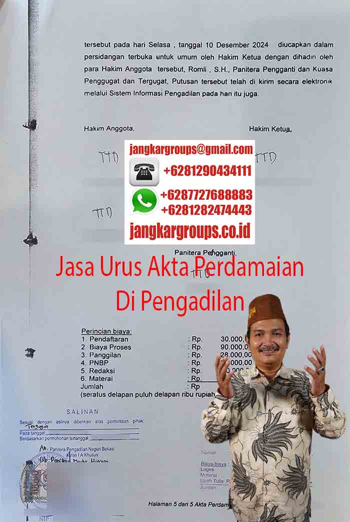 Jasa Urus Akta Perdamaian di Pengadilan