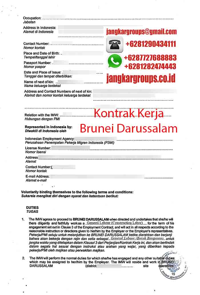 Kontrak Kerja Brunei Darussalam