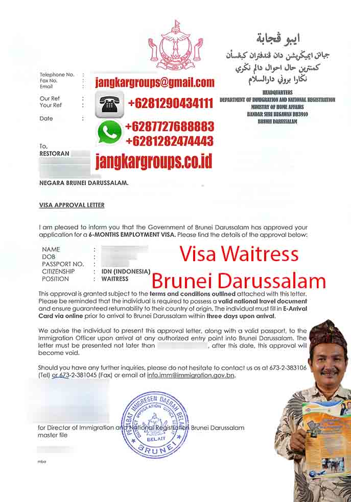 Visa Waitress Brunei Darussalam