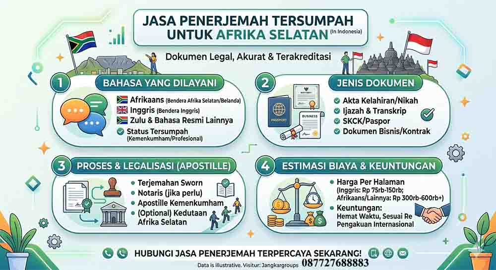 infografis Penerjemah tersumpah afrika selatan