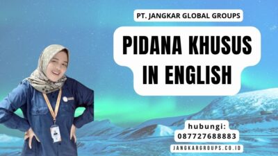 Pidana Khusus In English