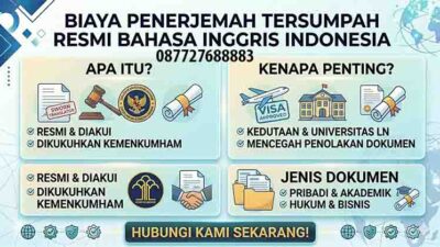 Biaya Penerjemah Tersumpah Bahasa Inggris