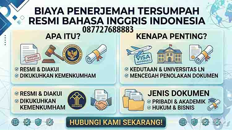Biaya Penerjemah Tersumpah Bahasa Inggris