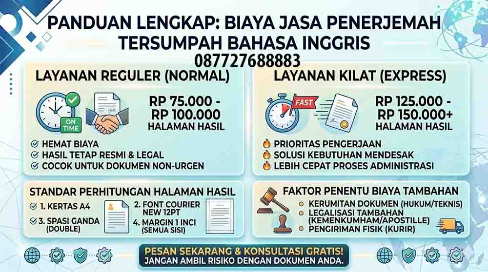 Infografis Biaya Penerjemah Tersumpah Bahasa Inggris