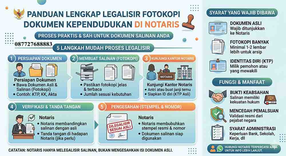 Infografis Legalisir Fotokopi Dokumen Kependudukan di Notaris